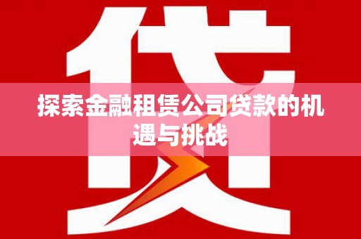 东明探索金融租赁公司贷款的机遇与挑战