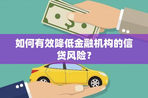东明如何有效降低金融机构的信贷风险？