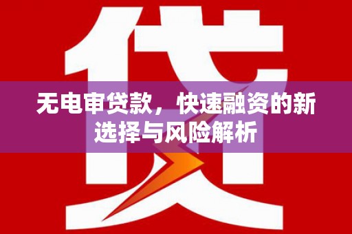 东明无电审贷款，快速融资的新选择与风险解析