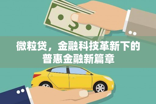 东明微粒贷，金融科技革新下的普惠金融新篇章
