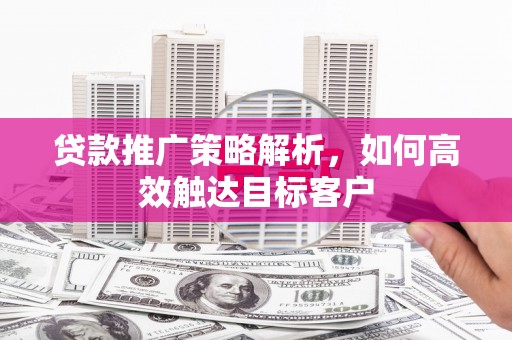 东明贷款推广策略解析，如何高效触达目标客户