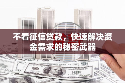 东明不看征信贷款，快速解决资金需求的秘密武器