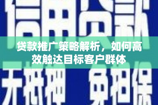 东明贷款推广策略解析，如何高效触达目标客户群体