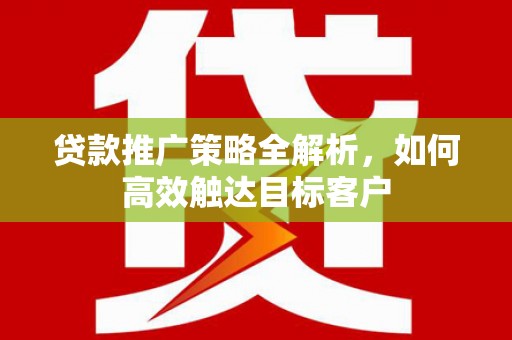 东明贷款推广策略全解析，如何高效触达目标客户