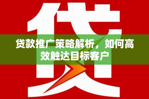 东明贷款推广策略解析，如何高效触达目标客户