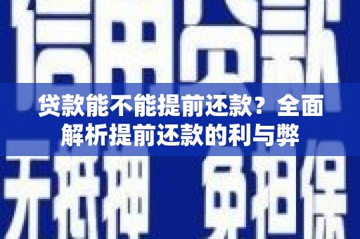 东明贷款能不能提前还款？全面解析提前还款的利与弊