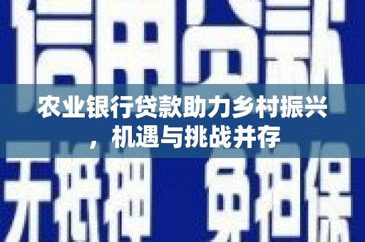 东明农业银行贷款助力乡村振兴，机遇与挑战并存