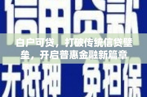 东明白户可贷，打破传统信贷壁垒，开启普惠金融新篇章
