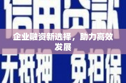 东明企业融资新选择，助力高效发展