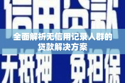 东明全面解析无信用记录人群的贷款解决方案